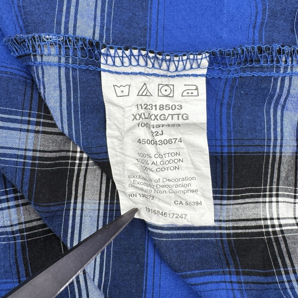 Wrangler Plaid Western Pearl Snap Shirt XXL Blue Y2K Cowboy Rodeo Workwear - Picture 7 of 9